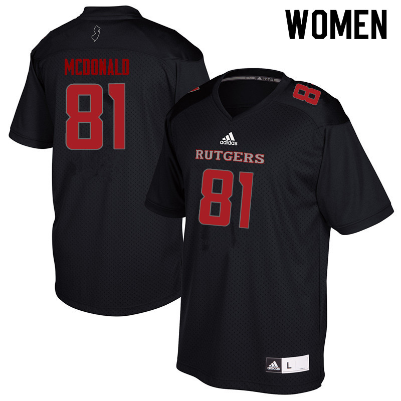 Women #81 Rich McDonald Rutgers Scarlet Knights College Football Jerseys Sale-Black - Click Image to Close